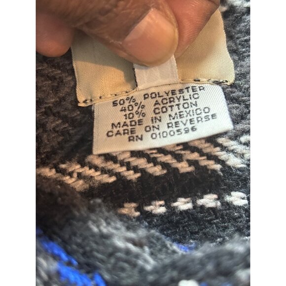 Earth Rogz Medium Mexican Baja Hoodie Sweatshirt Striped Pullover With Kangaroo - Picture 12 of 13